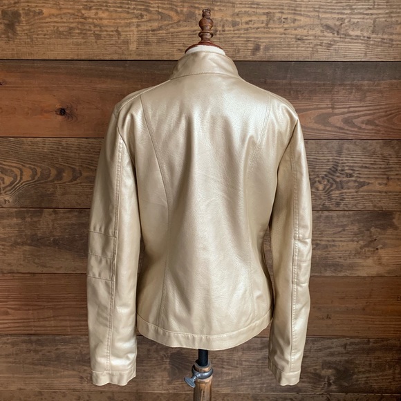 Frida G Jackets & Coats Nwot Frida G Light Gold Faux Leather Jacket